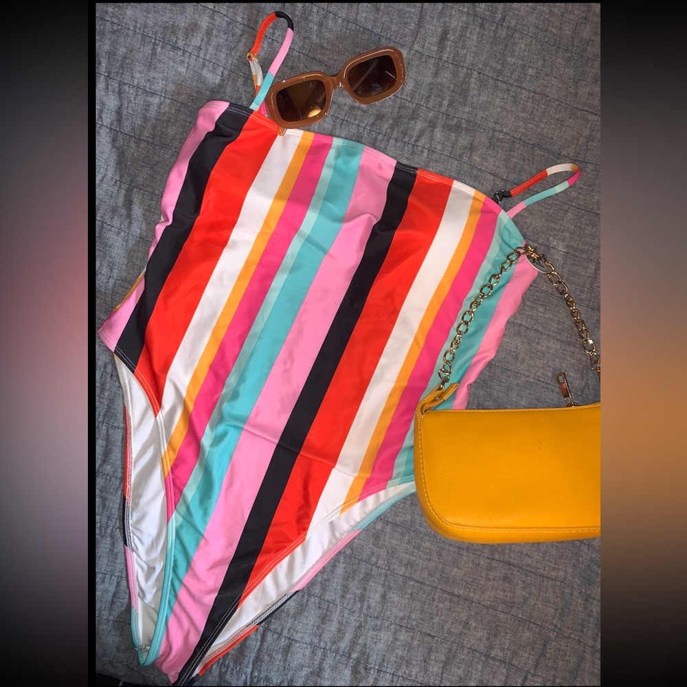 Forever 21 Muli- striped one piece swimsuit
